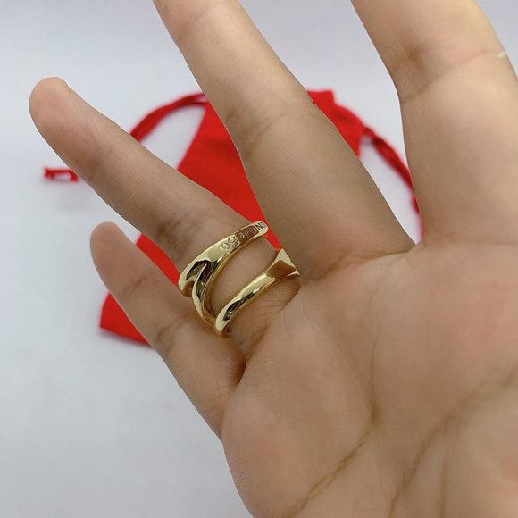 Uno de 50 Ring CROSSED RING Crossed Link Design Gold-plated Metal Alloy - Picture 3 of 6